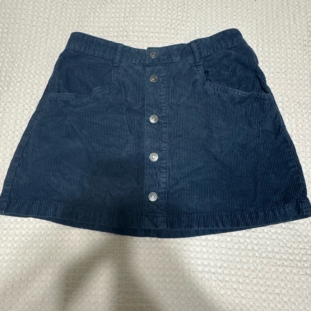 Free People Blue Corduroy Button Down Skirt Size 12